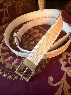 Givenchy Vintage White Leather Belt with Gold Buckle